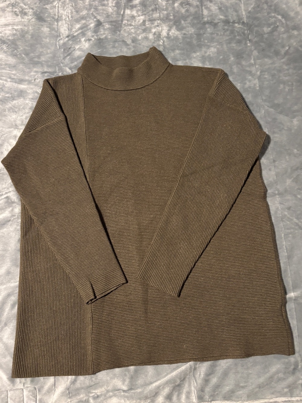 BTFBM Ribbed Mock Neck Sweater in Dark Olive S